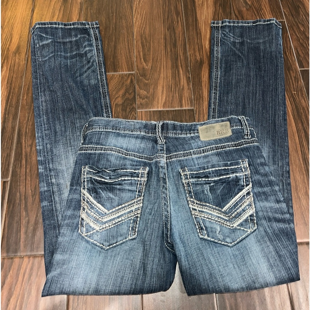 BKE Aiden Bootleg Jeans Blue Denim Men's 33R Distressed 32” inseam